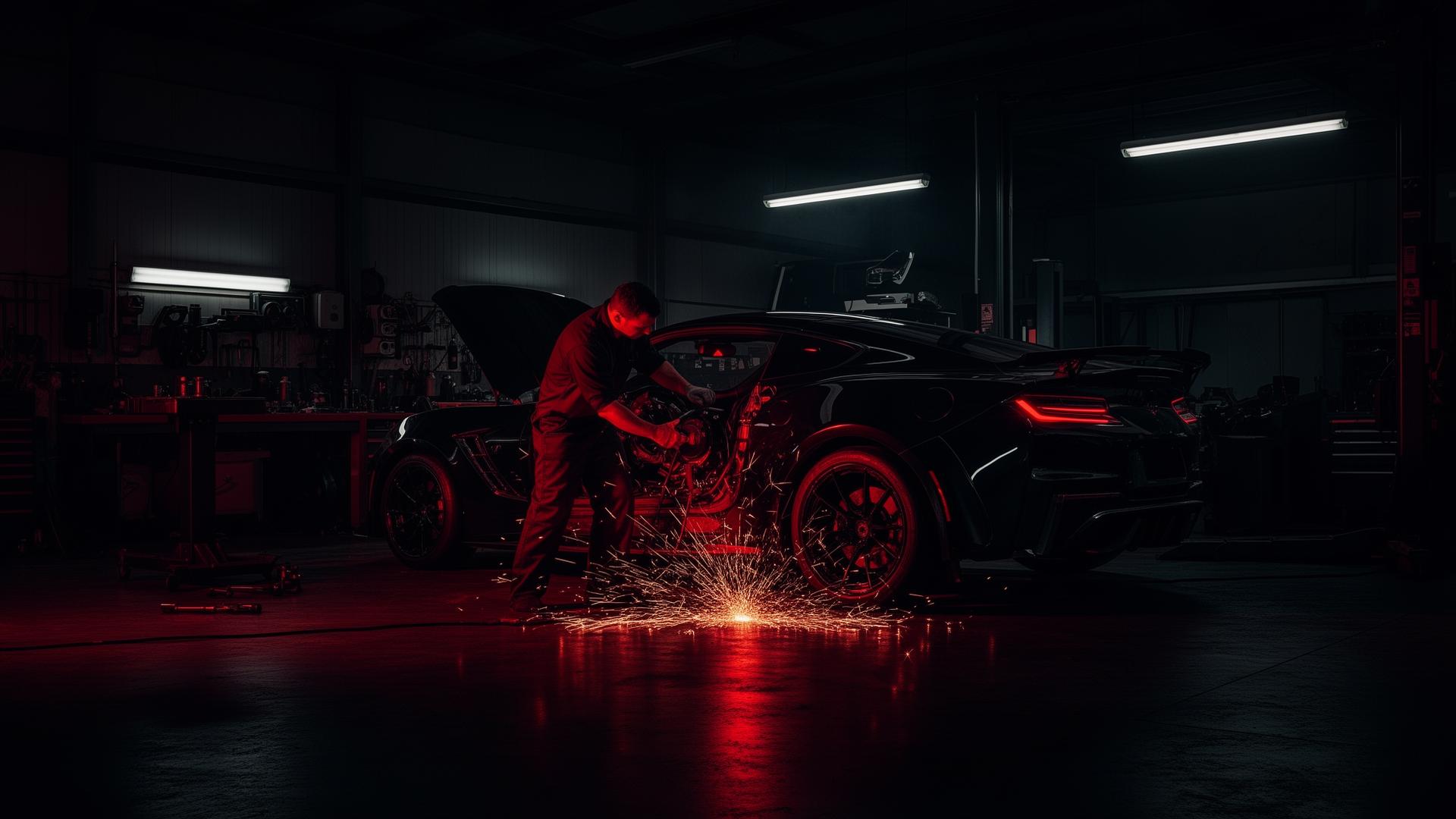 Mechanic working on a performance car at Pit Stop Auto Works Toowoomba